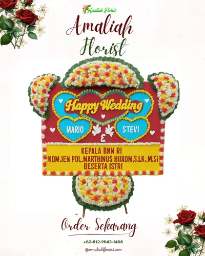 Karangan Papan Bunga Pernikahan di Bila